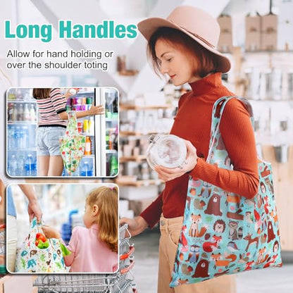 Eccliy 24 Pcs Reusable Grocery Bags Shopping Bags Foldable, Animal Design - style: Animal Style