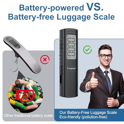 Battery-Free Digital Luggage Scale, 110lbs/50kg Portable Handheld Hanging Scale for Luggages, Suitcases, Backpacks & Bags, Easy Weighing for Travel, No Need Batteries (Black) - color: Black