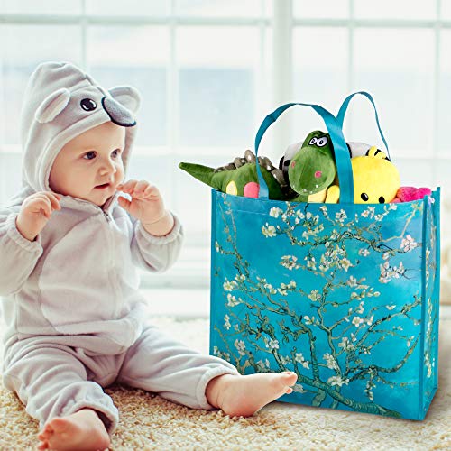NymphFable Almond Blossom Shopping Bags, 6 Pack Reusable Grocery Tote Bag - color: Almond Blossom