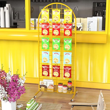 Aseem Metal Grid Wall Panels Display Stand Gold Movable 2x5.2FT, 1PCS - color: Gold, size: 5.2 FT