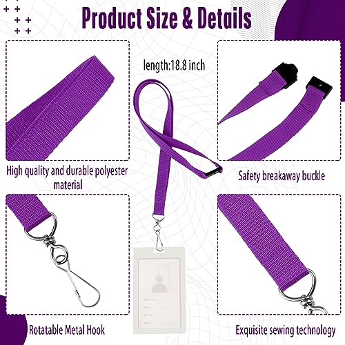 Patelai 120 Pcs Breakaway Lanyards with J Hook, Purple - color: Purple