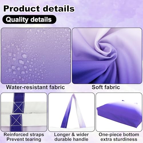 HOLYLUCK Tote Bag with a Detachable Small Bag, Foldable Reusable Grocery Bags 20L Shopping Bag - color: Gradient Purple