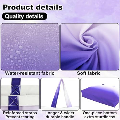 HOLYLUCK Tote Bag with a Detachable Small Bag, Foldable Reusable Grocery Bags 20L Shopping Bag - color: Gradient Purple