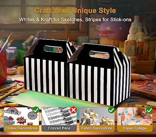 Happyhiram 40 Pack Black Striped Large Gable Boxes, 9x6x6 Inch - color: Black Stripes, size: 1 Count (Pack of 40)