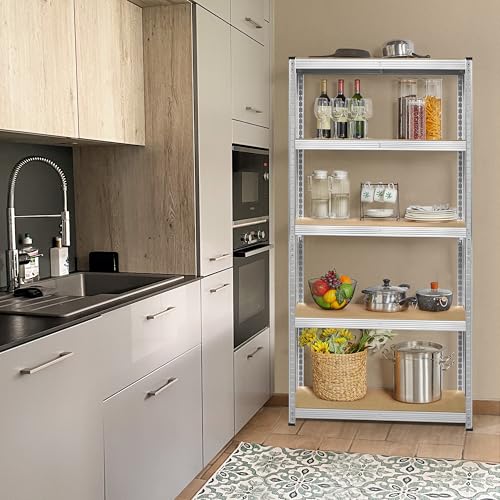 Topeakmart 5 Tier Metal Storage Shelving Unit, 35.5x12x71 Inch Silver - color: Silver, size: 35.5 x 12 x 71 Inch