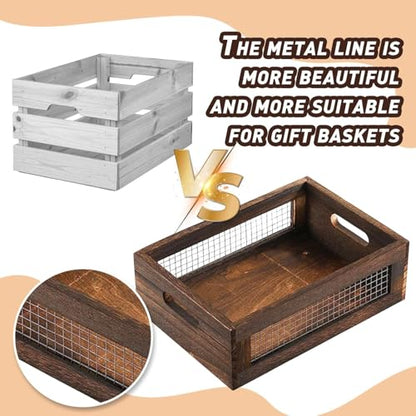 Wooden Crates Storage Boxes Rectangular Wood Craft Basket