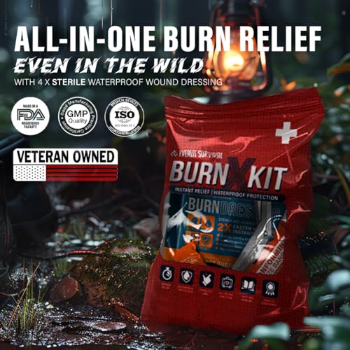 EVERLIT Burn Kit with Sterile Waterproof Wound Dressing | Hydrogel-Foam Burn Dressings, Burn Gel, Non-Stick Pads, Gauze & Shears | 30pcs First Aid Supplies for Instant Cooling, Soothing & Relief
