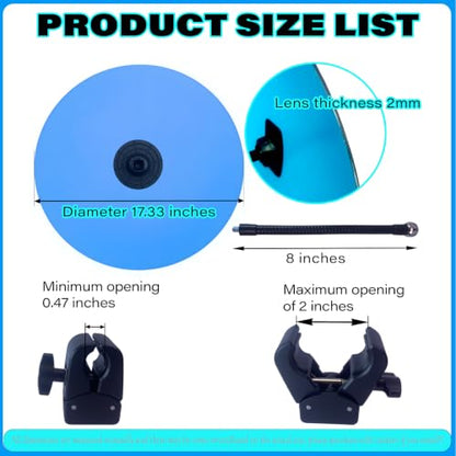 17.33" HD Frameless Acrylic Convex Mirror, Wide Angle Blind Spot Mirror - size: 17.33 inch wide-angle lens+clip