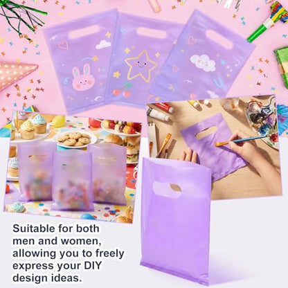 Maitys Purple 300 Pcs Small Plastic Bags with Handles 5x7 for Business - color: Purple