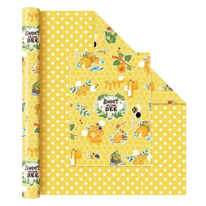 WERNNSAI Bee Wrapping Paper Jumbo Roll - 33 ft Honey Bee Gift Wrap - color: Bee