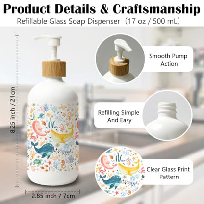 Beach Ocean Animal Glass Soap Dispenser with Pump - color: Ocean Animal