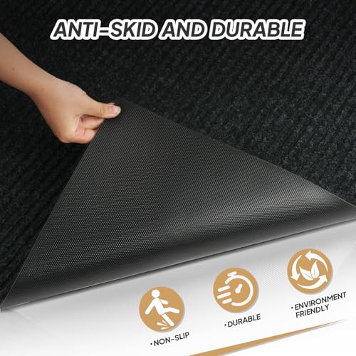 ROVSUN Front Door Mat Indoor Outdoor Entrance, Waterproof Heavy Duty Doormat, Stain and Fade Resistant, Low Profile, Easy Clean Welcome Floor Mats for Commercial Entry Patio Porch, 59"×35", Grey