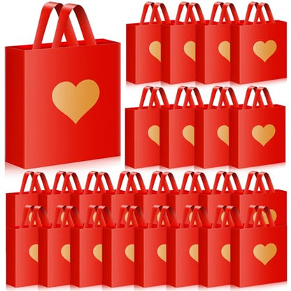 Wesnoy 48 Pcs Heart Plastic Shopping Bags Bulk 10 x 13'' Large Gift Bags with Handle Heart Reusable Shopping Bag for Party Supplies (Gold) - color: Gold