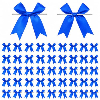 50 Pcs Twist Tie Bows for Treat Bags and Gift Wrapping, Royal Blue - color: Roayal Blue