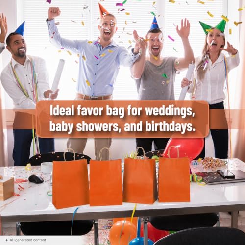 Mr. Pen- Paper Gift Bags with Handles, 32 Pack, 7.6" x 4.7" x 10.6" - color: Orange, size: 32 Pack