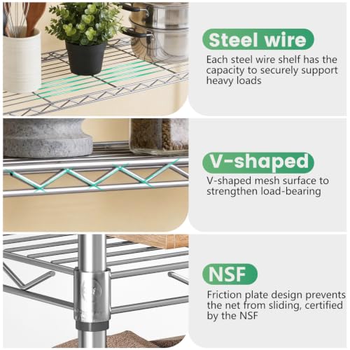 FDW | 4-Tier Wire Shelf | 36" x 14" x 54" | Chrome - color: Chrome, size: 36×14×54
