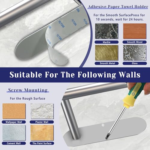 Sliver Paper Towel Holder, Self Adhesive Paper Towel Holder Under Cabinet - color: Sliver