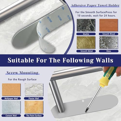 Sliver Paper Towel Holder, Self Adhesive Paper Towel Holder Under Cabinet - color: Sliver