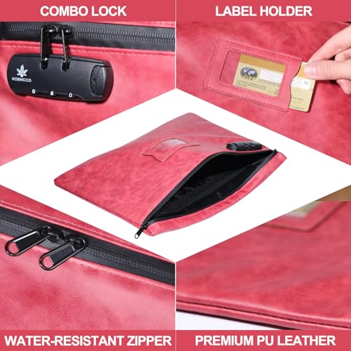 KOSMCCO Notary Bag with Lock, Ruby Red, L - color: Ruby Red