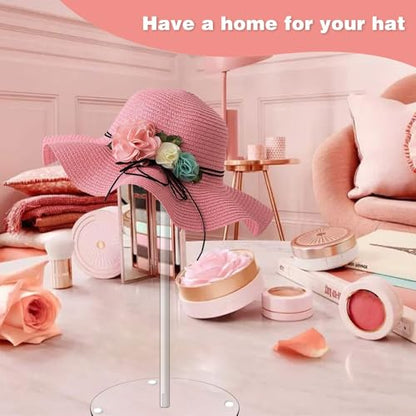 Acrylic Hat Display Stand 3 Pack- Thickened Base for Helmet, Wig, Cowboy Hat, Baseballcap, Closet Holder Rack Organizer( 11.8Inch Height) - style: 3-Pack