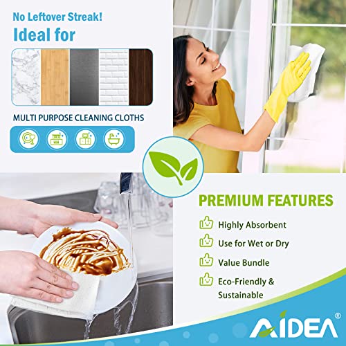 AIDEA White Microfiber Cleaning Cloth, 100PK, Cleaning Rags, 11.5"×11.5" - color: White