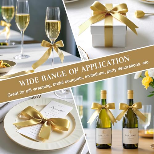 Champagne Gold Satin Ribbon, 1 Inch, 50 Yards - color: champagne gold