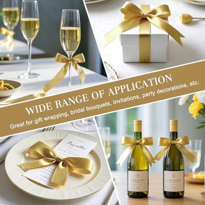 Champagne Gold Satin Ribbon, 1 Inch, 50 Yards - color: champagne gold