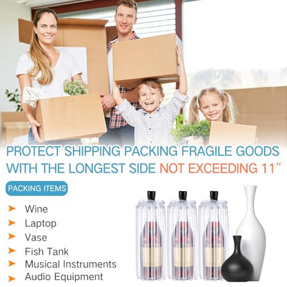 PerKoop 12''x85' Inflatable Air Pillows for Shipping Large Bubble Cushioning Wrap Packing with Pump Bubble Cushioning Wrap Roll with Fragile Stickers for Heavy Duty Moving Protection - size: 12"x85'