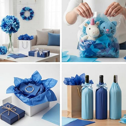 500 Sheets Blue Series Tissue Paper Bulk 15 x 20 Inch for Homecoming Gifts - color: Blue Series, size: 15 x 20 Inch