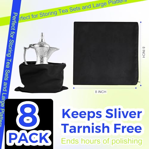 Sanwuta 8 Anti Tarnish Bags,7.9 x 7.9 Inch,Black - color: Black, size: 7.9 x 7.9 Inch