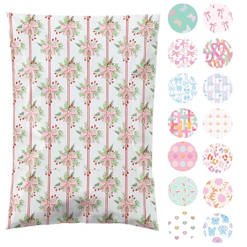Pretty Package Store Poly Mailers 14.5x19, Christmas Bows, 100 Pack - color: Christmas Bows, size: 14.5x19