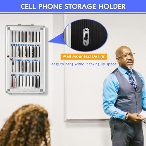 36 Slots Aluminum Alloy Cell Phone Locker, Phone Holder for Classroom - size: 36 Slots Black