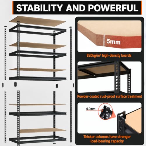Garage Storage Shelves, Heavy Duty Metal Shelving, 2650LBS, 48" W - size: 24"D x 48"W x 72"H