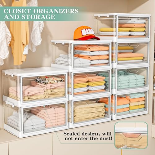 Kmiectse Clear Storage Bins with Lids - 4 Tier 23qt Plastic Stackable Bins - size: 23QT-4Pack&1Lid