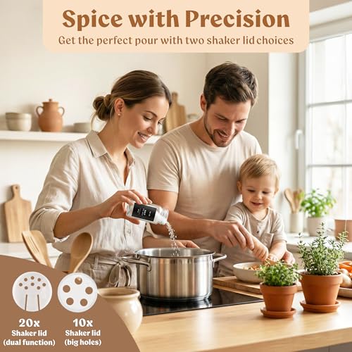 EDELHAUS Magnetic Spice Rack for Fridge with 24 Bamboo Lid Jars