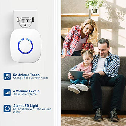 STARPOINT Extra Add-On Plugin Receiver for the STARPOINT Expandable Wireless Multi-Unit Long Range Doorbell Chime Alert System, Model LR, White