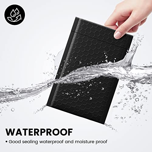Fuxury Black Bubble Mailers 4x8" 100 Pack Waterproof Padded Envelopes - color: Black, size: 4×8" 100PC