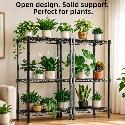 Lab Cosi 3 Tier Narrow Shelf 18.5" W Black Wire Rack, Adjustable Metal Storage Organizer for Bathroom Kitchen Entryway, Freestanding Shelf Unit - size: 18.5"W x 35"H x 12"D