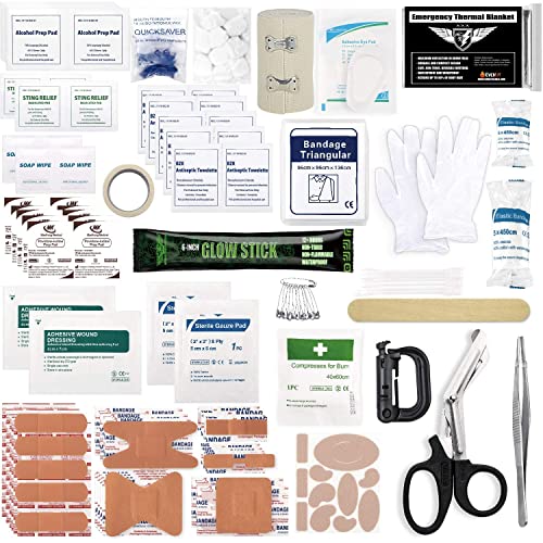 Everlit 180 Pieces Tactical First Aid Kit IFAK Molle EMT Pouch Outdoor Camping Emergency Kits for for Camping Boat Hunting Hiking Home Car Earthquake and Adventures - color: Coyote Brown
