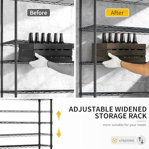 4-Tier Shelf, Adjustable Wire Metal Rack Shelving, Heavy Duty Standing Storage Shelves, Garage, Kitchen, Office, Bathroom, Shelfs Easy Assembly, 59" W x 23.6" D x 75.6" H Wheels, Black - color: Black, size: 4-tier 59.06"W x 23.62"D x 75.59"H Wheels