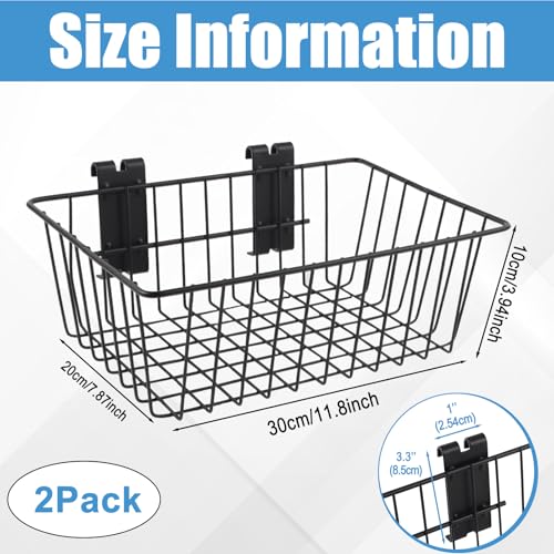 Polmart Heavy Duty Gridwall/Grid Panel Basket, Black (2-Pack)