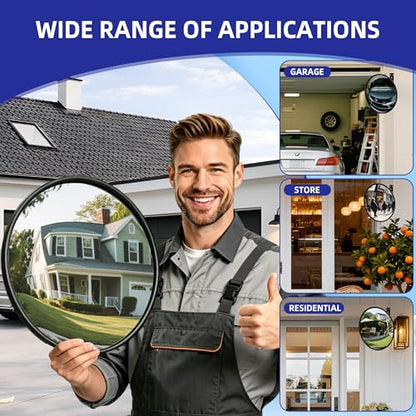 Shatterproof Anti Theft Acrylic Convex Mirror with LifetimeWarranty, 16 Inch Safety Mirror Wide Angle Blind Spot Mirror with Wall Mount Kit for Garage Driveway Indoor Outdoor - size: 16" Acrylic