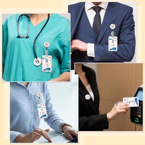 Teacher Lanyards for ID Badges Holder Retractable Badge Reel - color: Rainbow