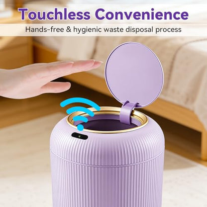 Procade Automatic Trash Can Bathroom,Auto Small Purple Garbage Can with Lid - color: Purple