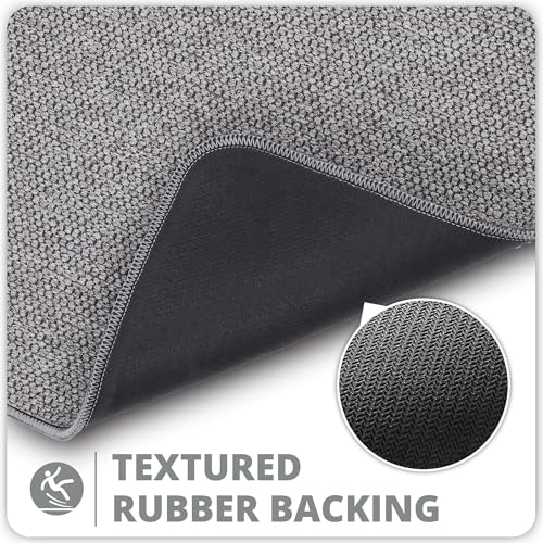 Bosap Bath Mat Set 2 Pieces,Ultra Thin Bathroom Rugs,Rubber Toilet Rugs - color: Grey, size: 1'8"x2"u+1'5"x2'3"(set)
