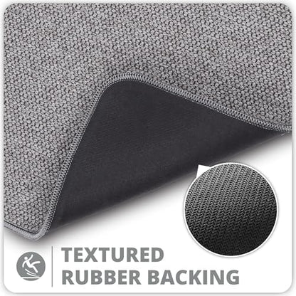 Bosap Bath Mat Set 2 Pieces,Ultra Thin Bathroom Rugs,Rubber Toilet Rugs - color: Grey, size: 1'8"x2"u+1'5"x2'3"(set)