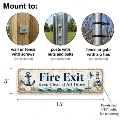 Fire Exit Coastal Business Sign - style: Fire Exit