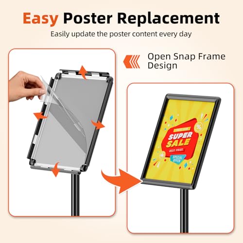8.5"x11" Adjustable Floor Stand Sign Holder w/ Round Corner, 1 Pack - size: 8.5x11 Inch with Rounded Corners