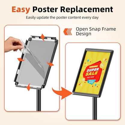 8.5"x11" Adjustable Floor Stand Sign Holder w/ Round Corner, 1 Pack - size: 8.5x11 Inch with Rounded Corners