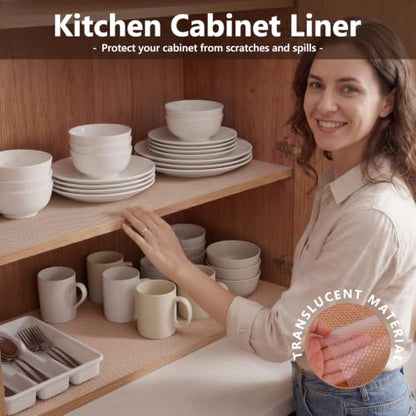 PABUSIOR Clear Shelf Liners for Cabinets: 15"W x 240"L Dual-Sided Non-Slip - size: 15"W x 240"L